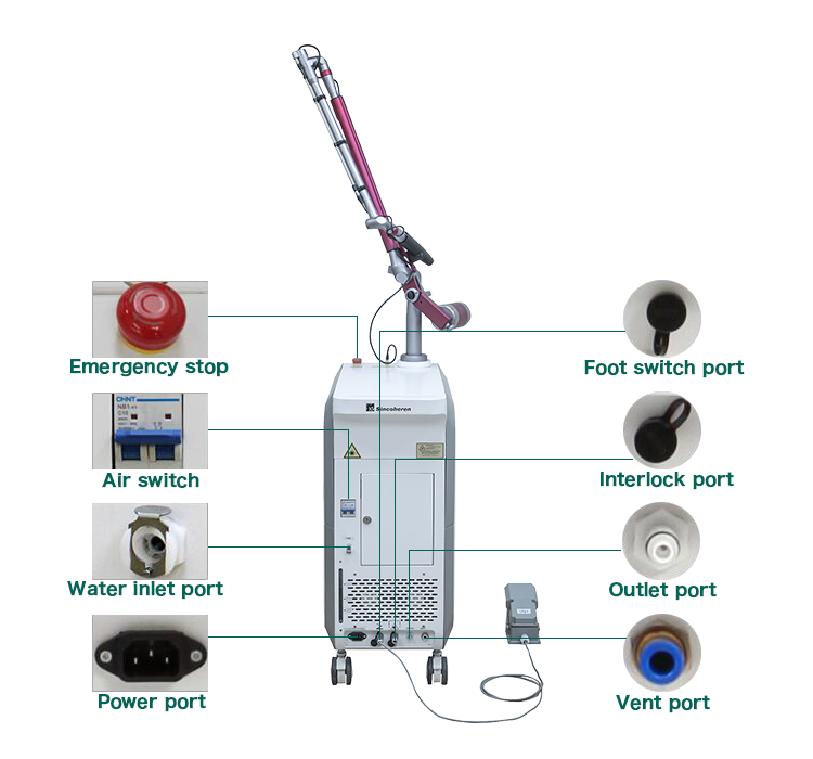 Q Switch ND YAG Tattoo Removal Machine