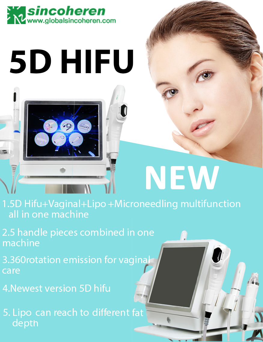 5D HIFU machine 5 in 1 portable wrinkle removal + vaginal tightening + skin tightening device